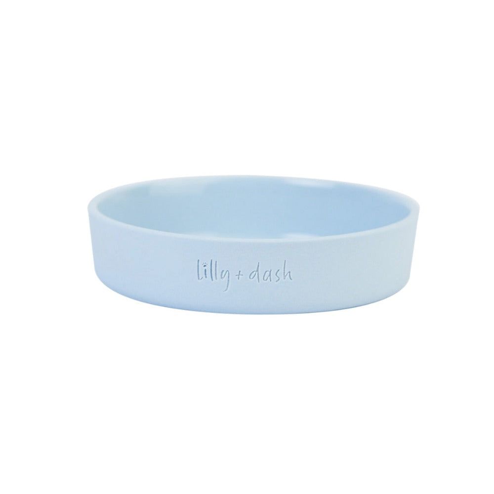Ciotola per gatti in ceramica azzurro  – design piatto antistress – Fridom