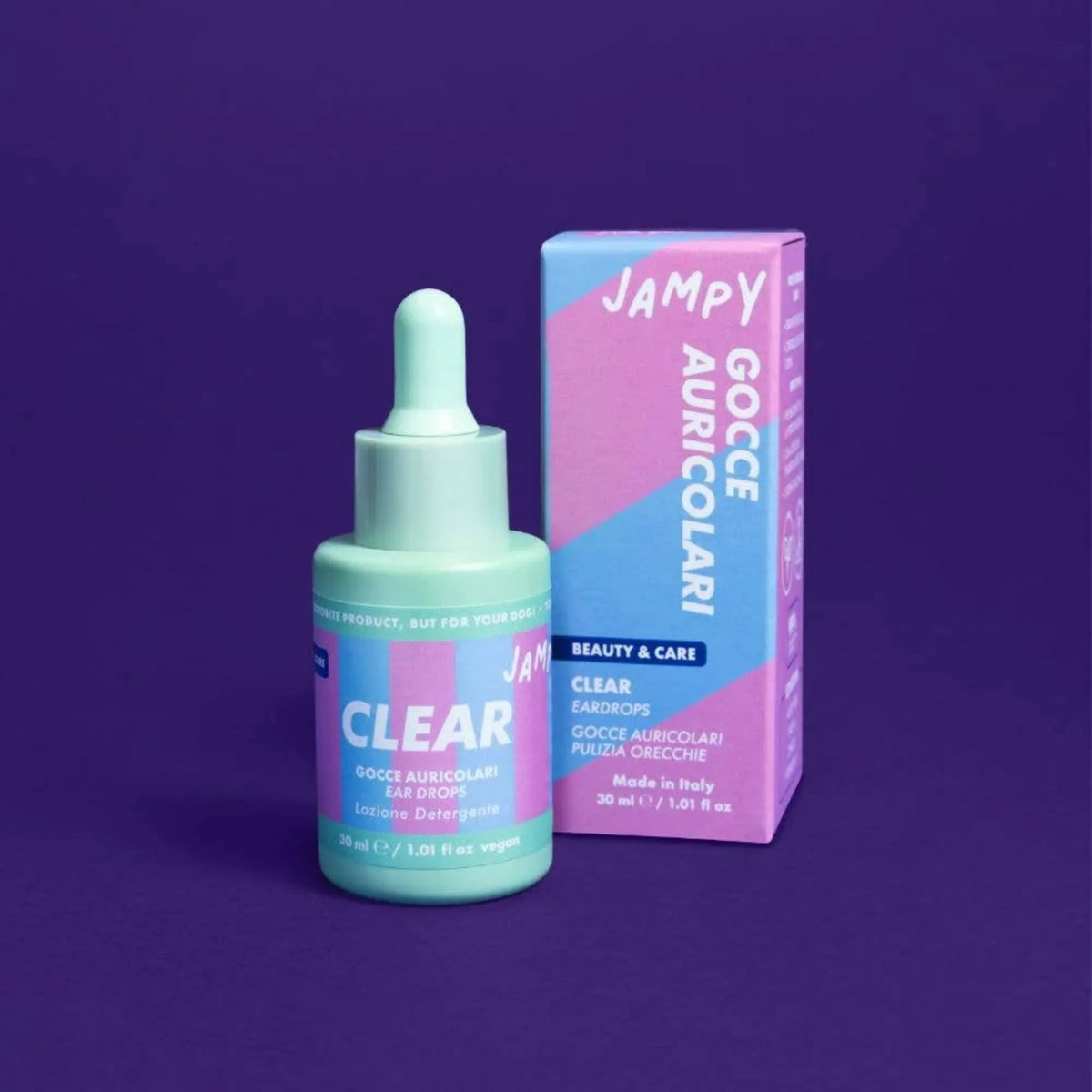 Clear gocce auricolari Jampy per cani con confezione – lozione detergente 30ml – Fridom